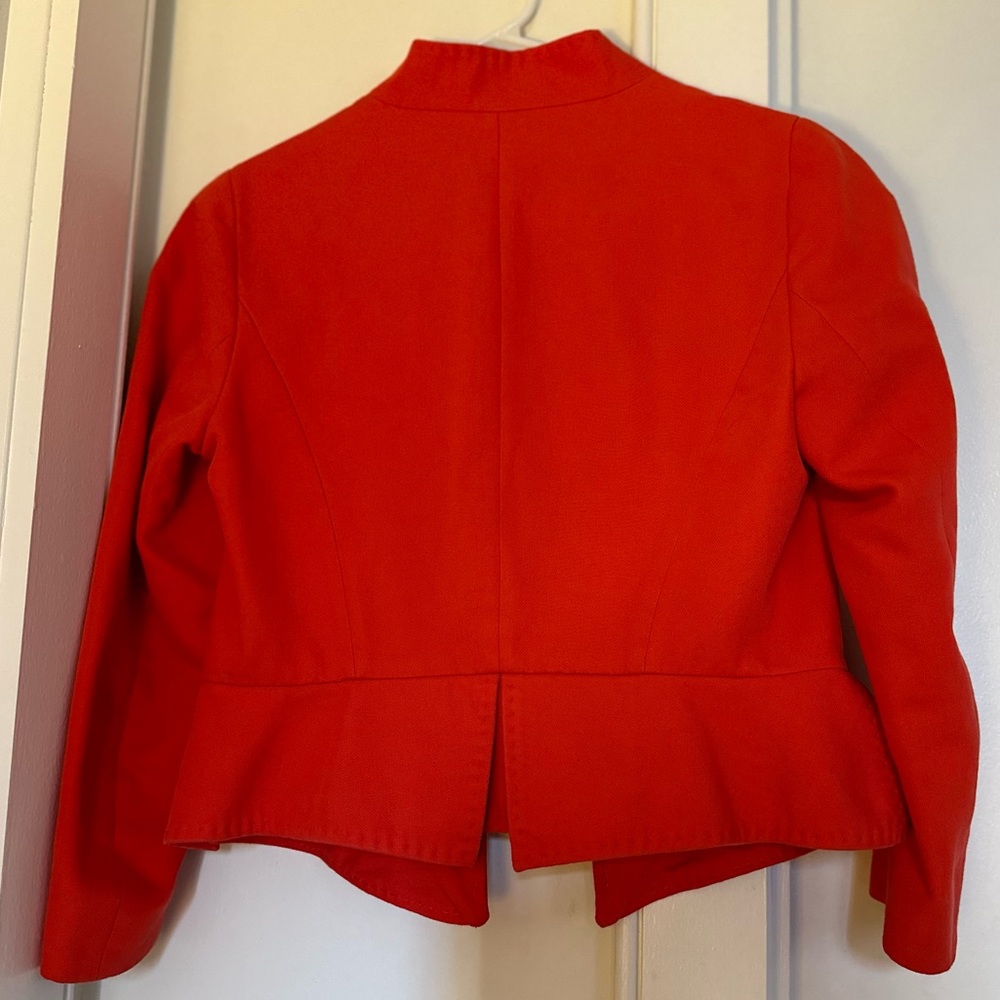 Zara Basic Coral Orange Short Structured Blazer - image 6